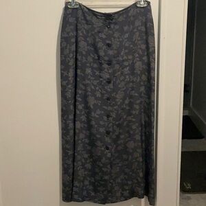 100% silk Button-Down Skirt - Gray Floral